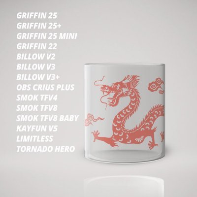 Glass Atomizer (tank) with a pattern of Red Dragon